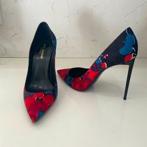 Saint Laurent Black Red & Blue Zoe Pumps